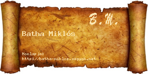Batha Miklós névjegykártya